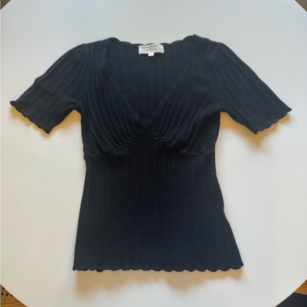 Sezane Black Ribbed Women's Blouse - Picture 5 of 11